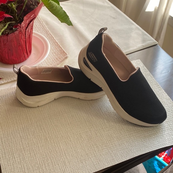Skechers Shoes - Skechers Women's Black and White Slip-On Sneakers